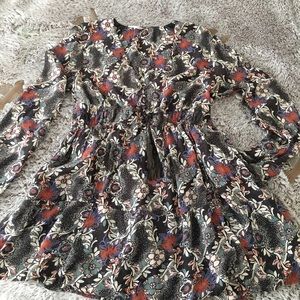 Free People Dress Dark Floral Print